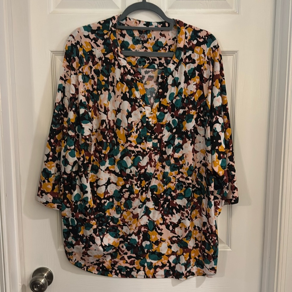 Croft & Barrow Multi-colored Pullover‎ Split Neck Blouse